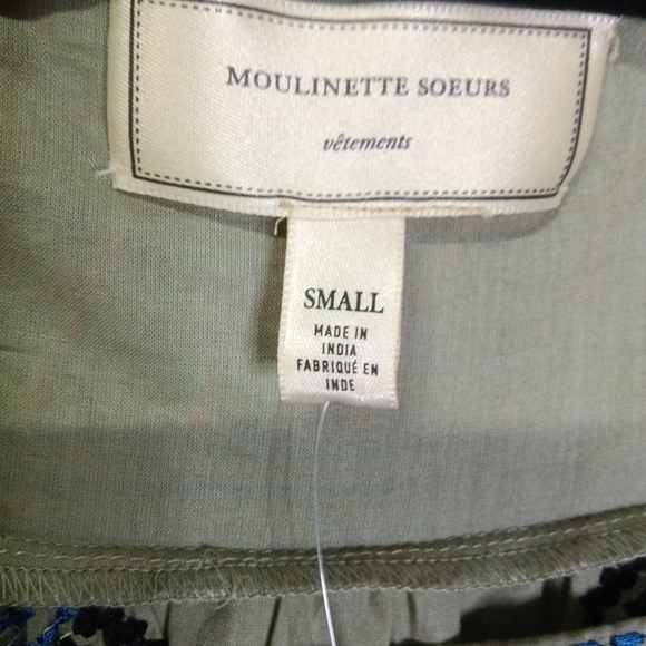 ANTHROPOLOGIE Moulinette Soeurs Lia Tank Top Green Boho Embroidered Size S NWT - Picture 7 of 14